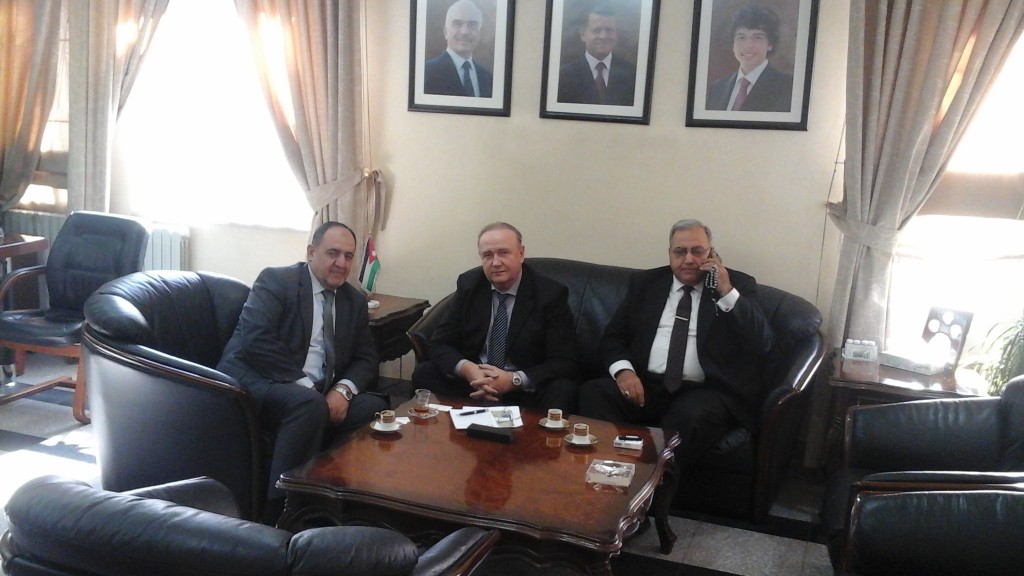 Secretary General of the Jordan Ministry of Energy and Mineral Resources H.E. Mr. Ghaleb Maabreh, the RJBC Chairman and Director Mr. Kononenko, the RJBC Project Coordinator in the Jordan’s territory H.E. Mr. Laith Dababneh